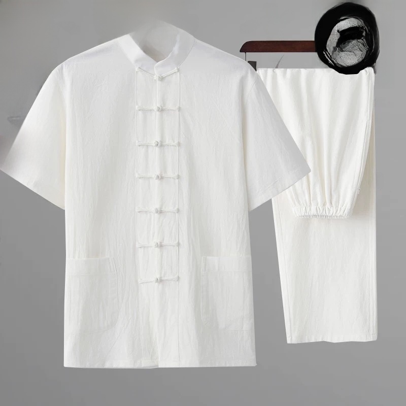 Fashion Ethnic Wear For Men - Summer Cotton Linen Youth Hanfu Short