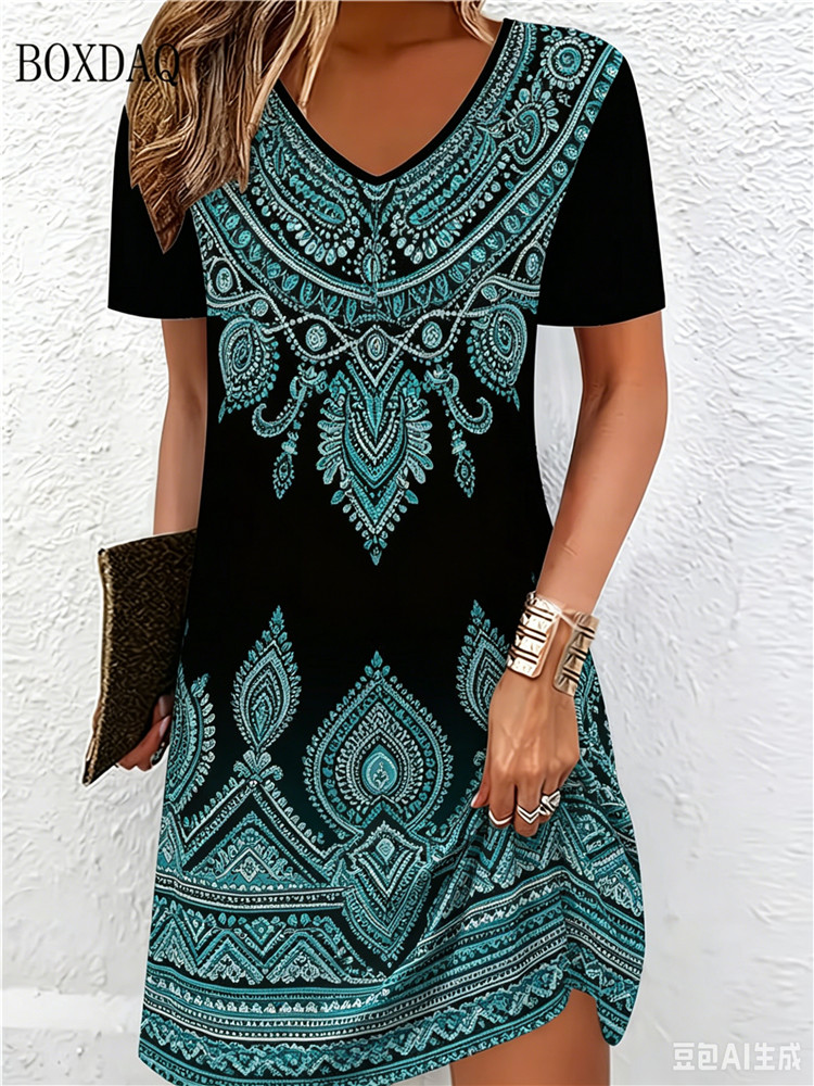 Vintage Ethnic 3D Printed Dres - đánh giá và giá Ethnic Fashion Dress