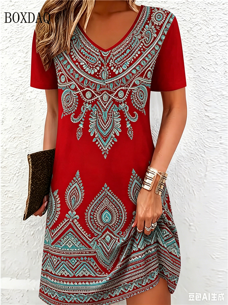 Vintage Ethnic 3D Printed Dres - đánh giá và giá Ethnic Fashion Dress